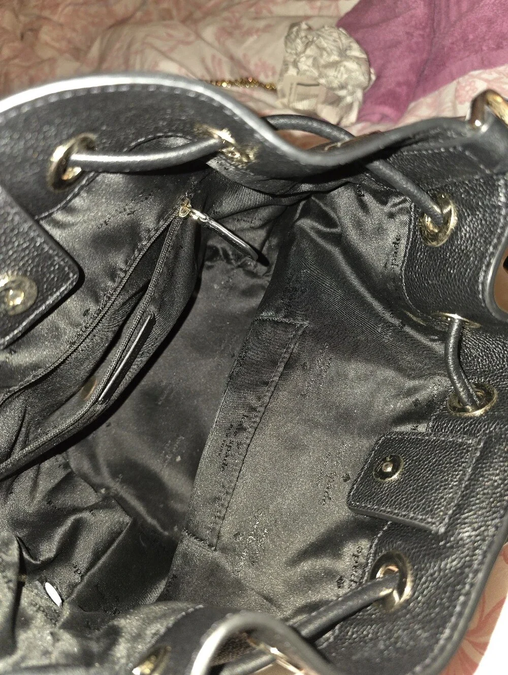 kate spade Black Pebbled Leather Drawstring Crossbody Bag